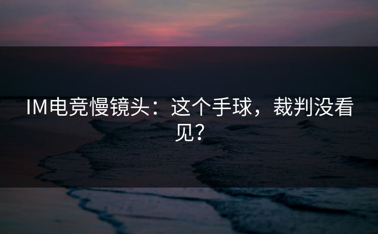 IM电竞慢镜头：这个手球，裁判没看见？