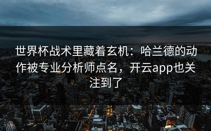 世界杯战术里藏着玄机：哈兰德的动作被专业分析师点名，开云app也关注到了